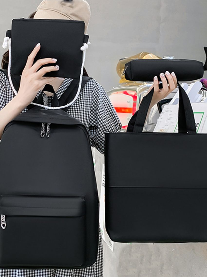 4pcs Zip Front Functional Backpack Set