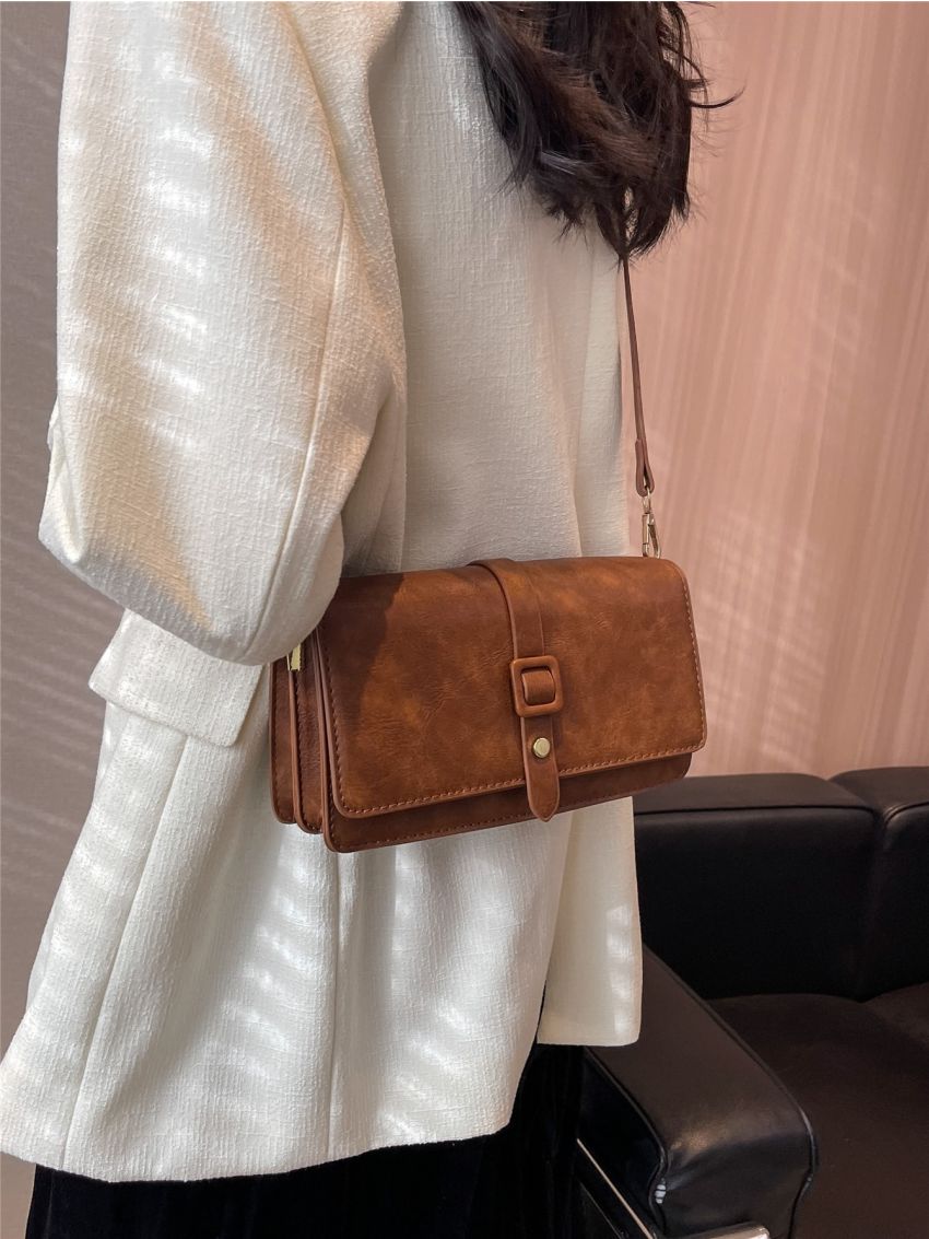 Buckle Decor Flap Square Bag