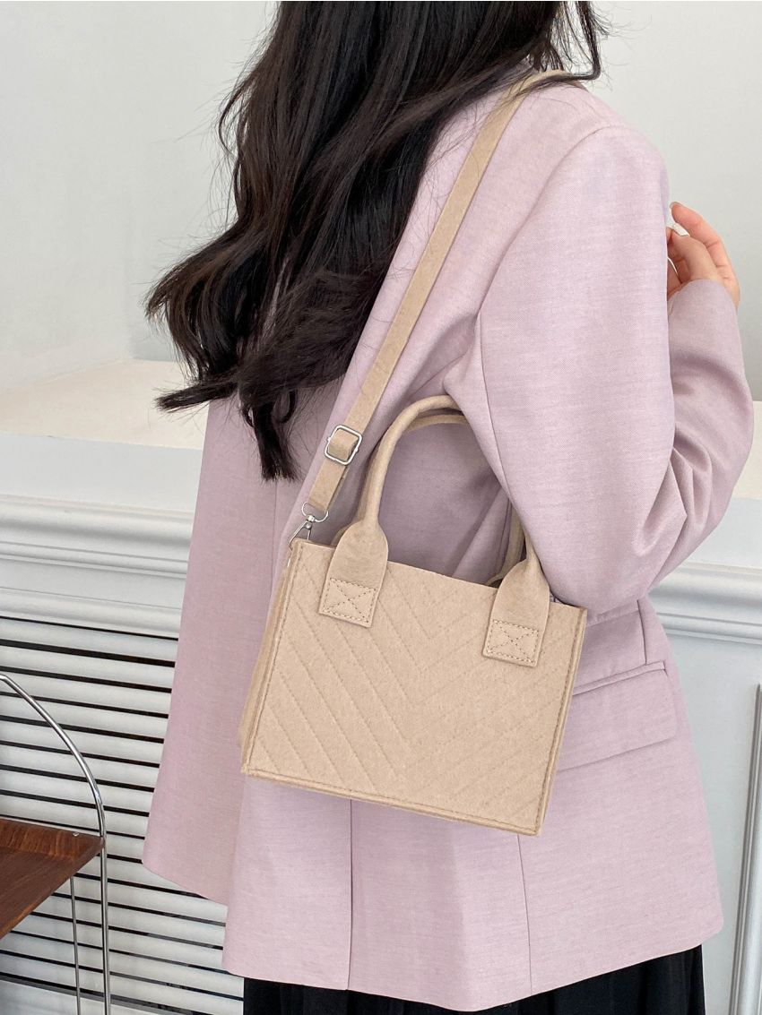 Mini Neon-pink Stitch Detail Square Bag