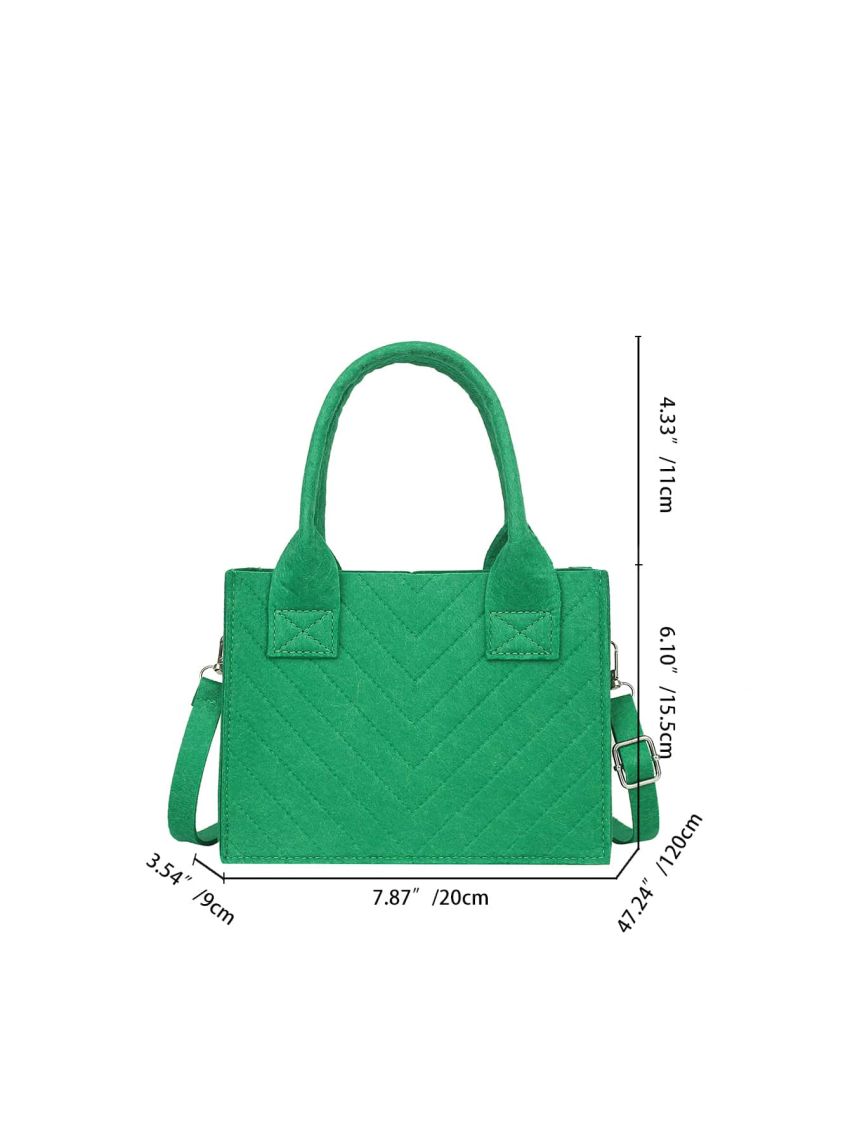 Mini Chevron Embossed Double Handle Square Bag