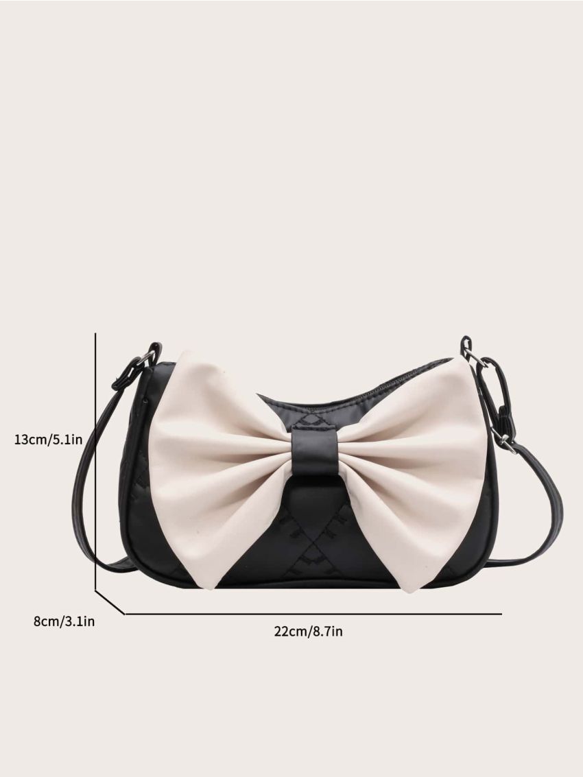 Quilted Bow Decor Square Bag