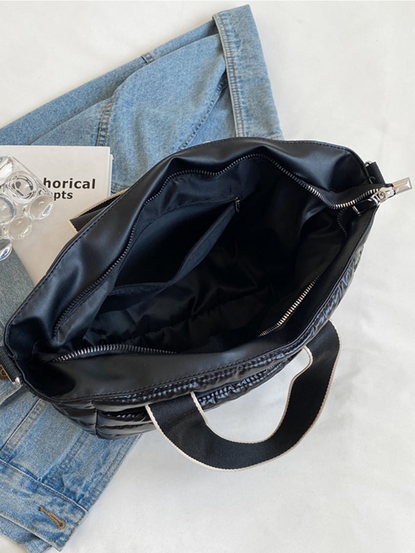 Quilted Detail Shoulder Tote Bag