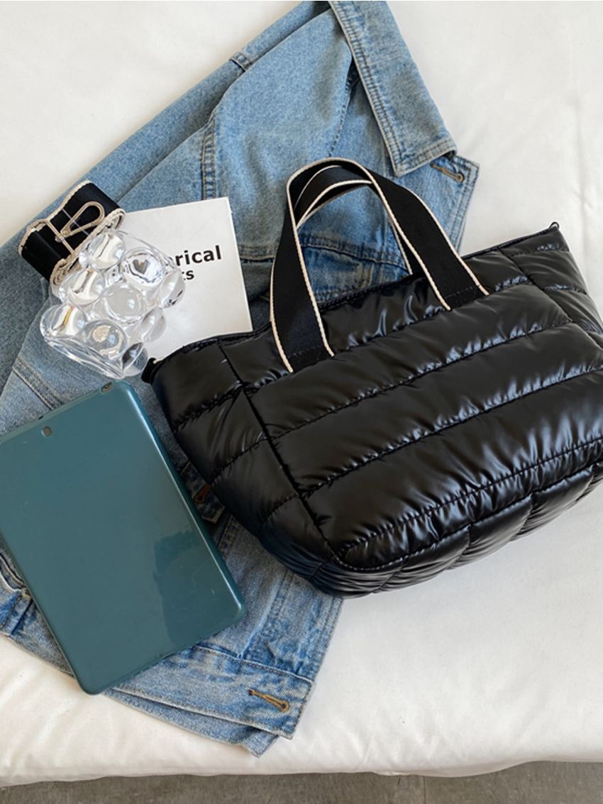 Quilted Detail Shoulder Tote Bag