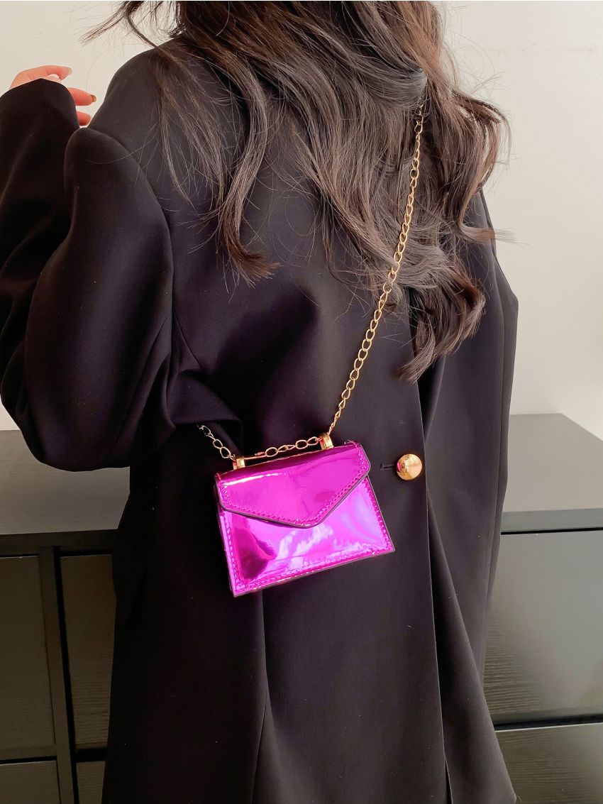 Mini Metallic Flap Chain Square Bag