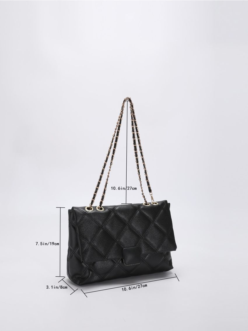 Quilted Flap Chain Square Bag