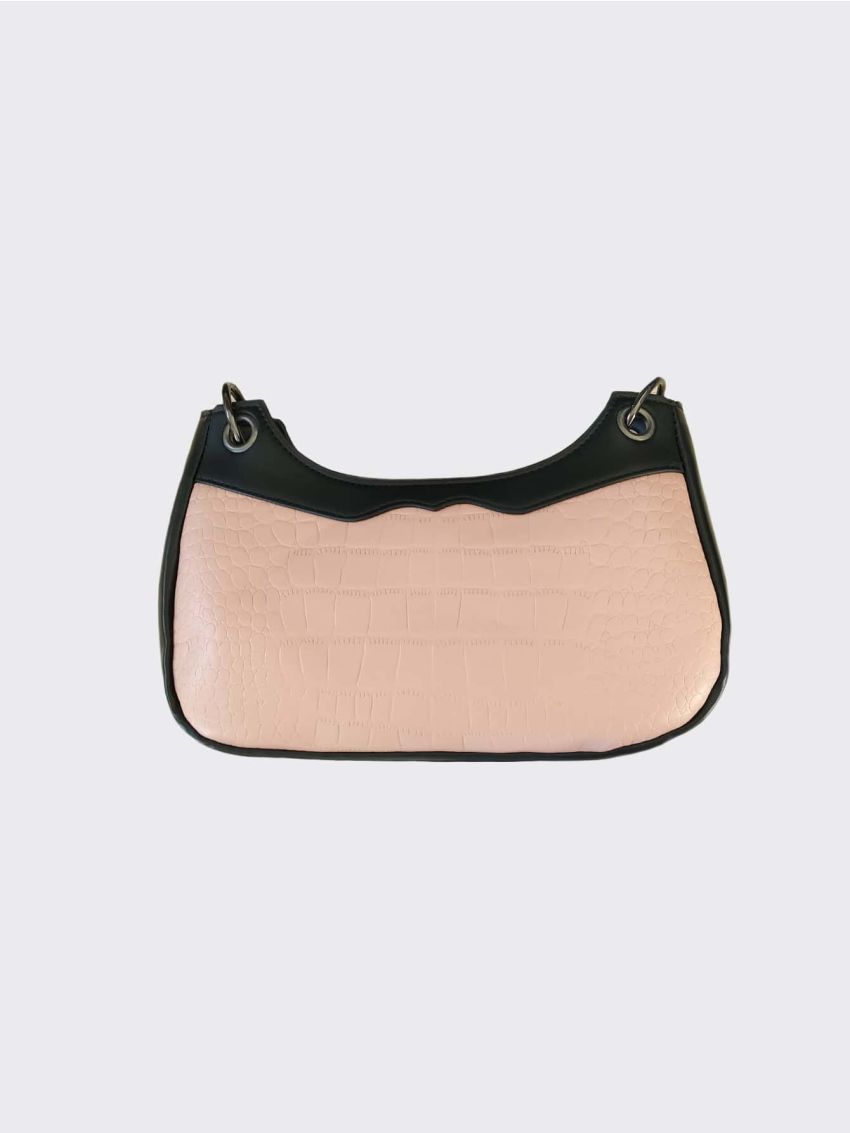 Crocodile Embossed Studded & Heart Patch Decor Hobo Bag