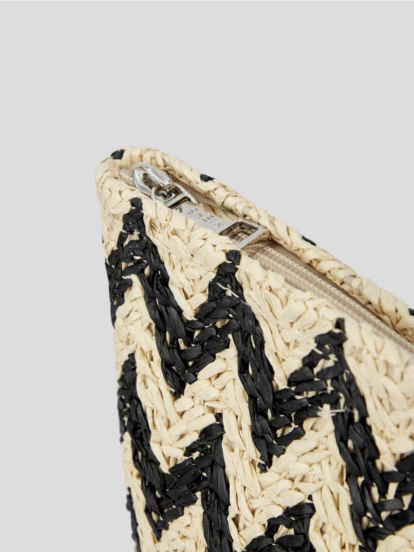 Chevron Pattern Straw Bag