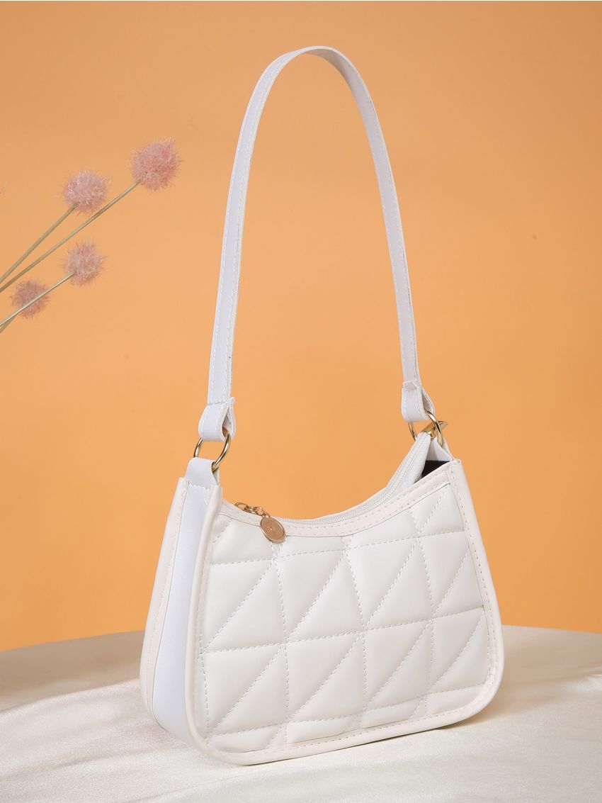 Minimalist Quilted Detail Hobo Bag