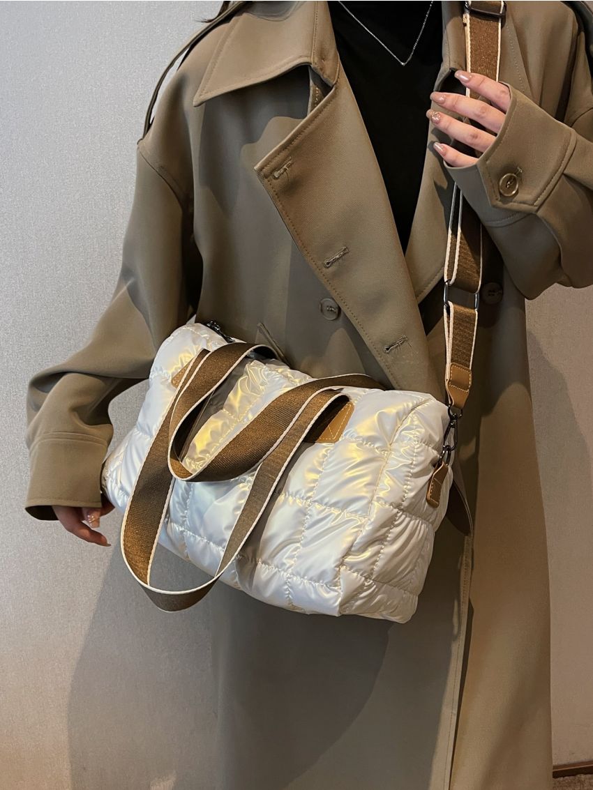 Quilted Detail Shoulder Tote Bag