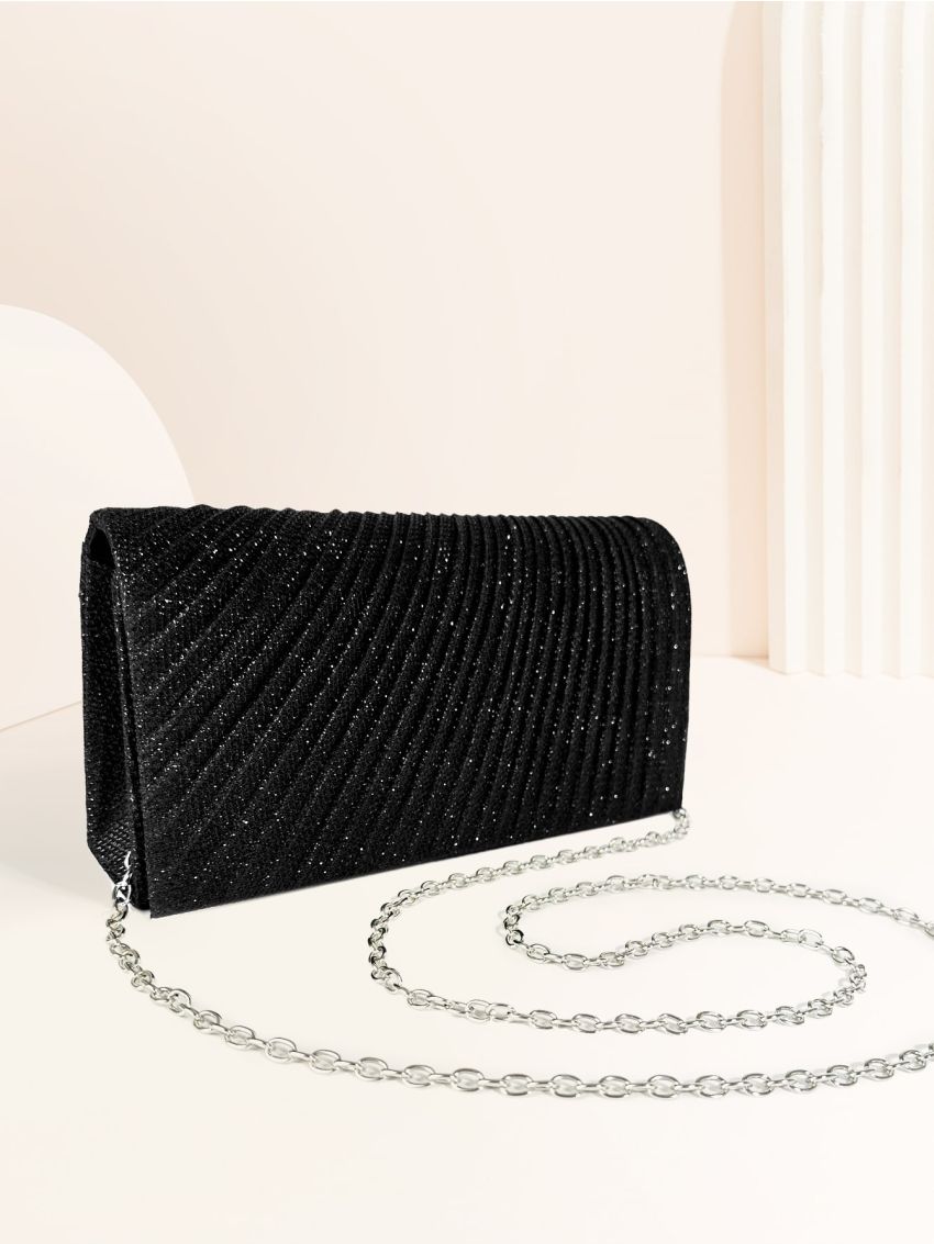 Mini Square Bag Ruched Detail Glitter For Party