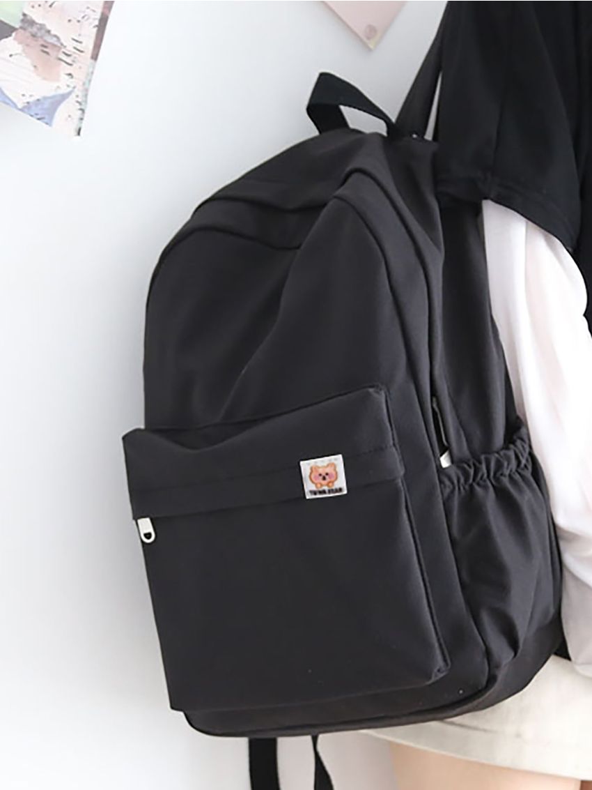 Letter Patch Decor Functional Backpack