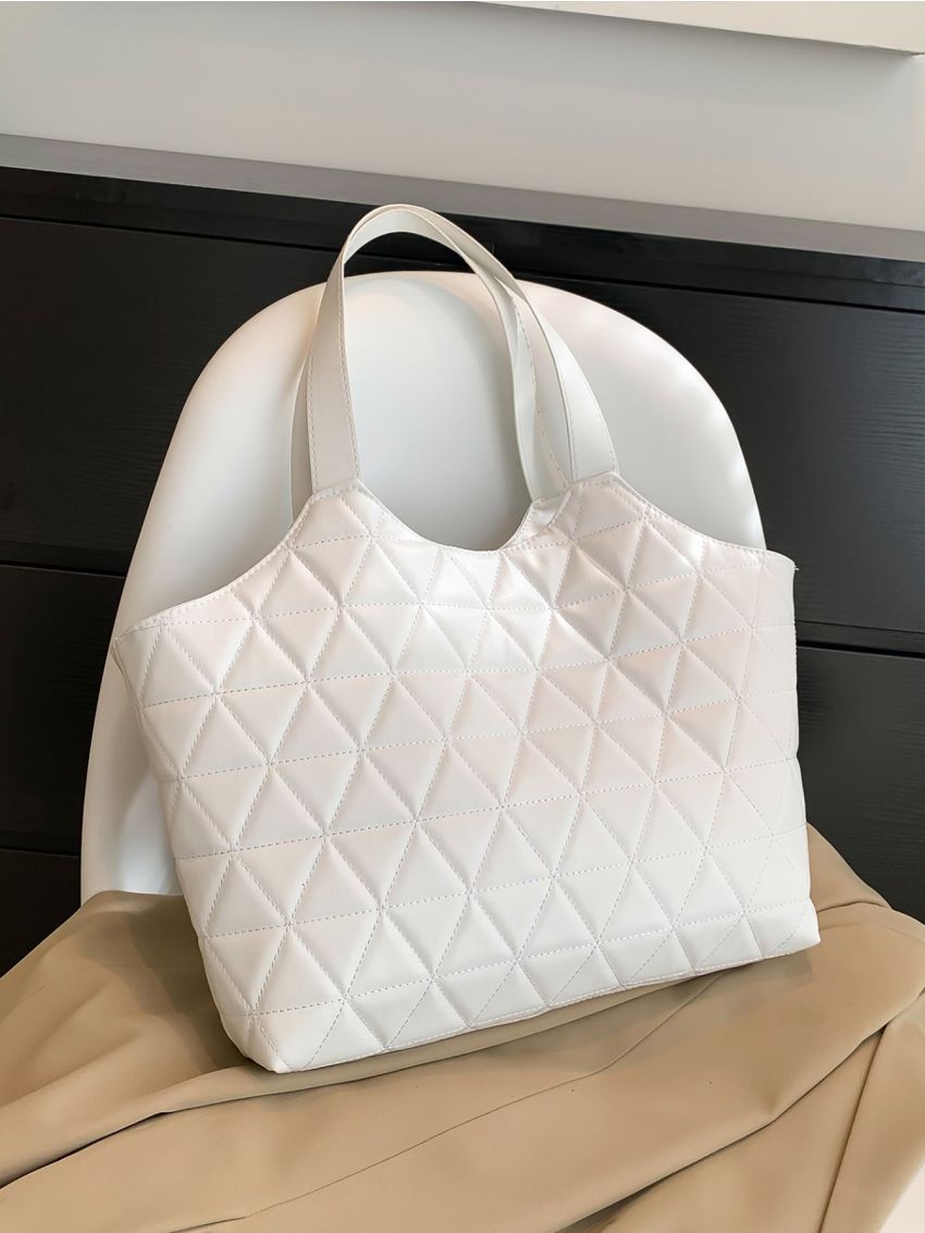Quilted Detail Shoulder Tote Bag With Square Bag, Best Work Bag For Women