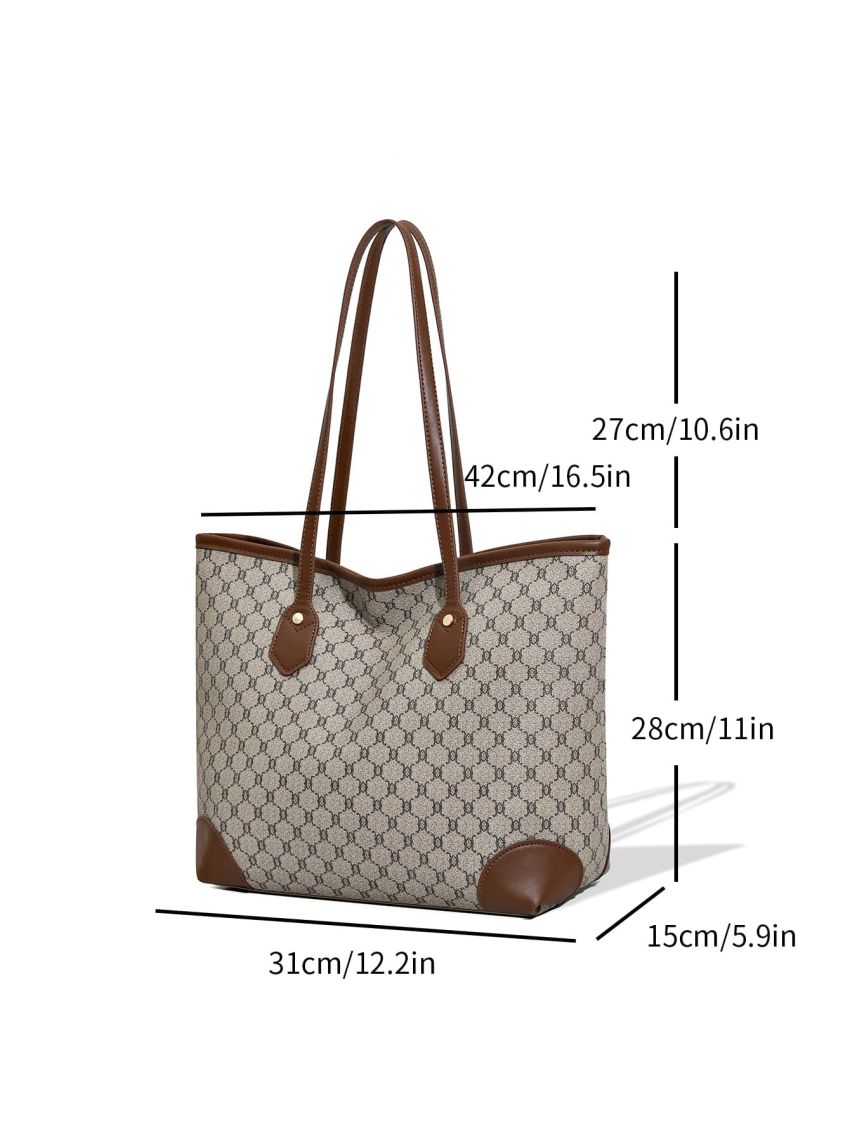 Geometric Pattern Shoulder Tote Bag