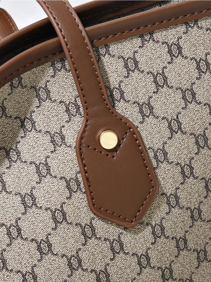 Geometric Pattern Shoulder Tote Bag