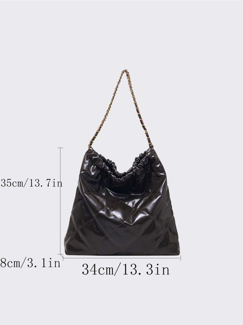 Quilted Chain Shoulder Tote Bag