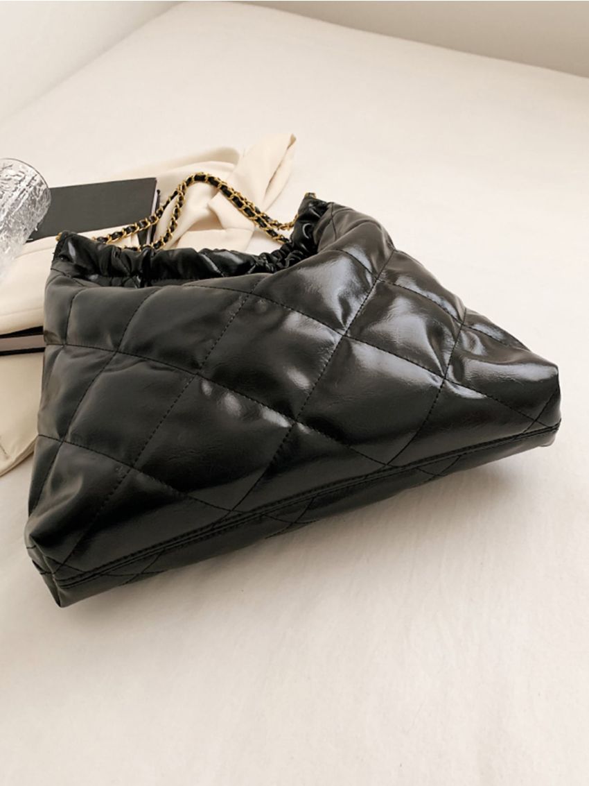 Quilted Chain Shoulder Tote Bag