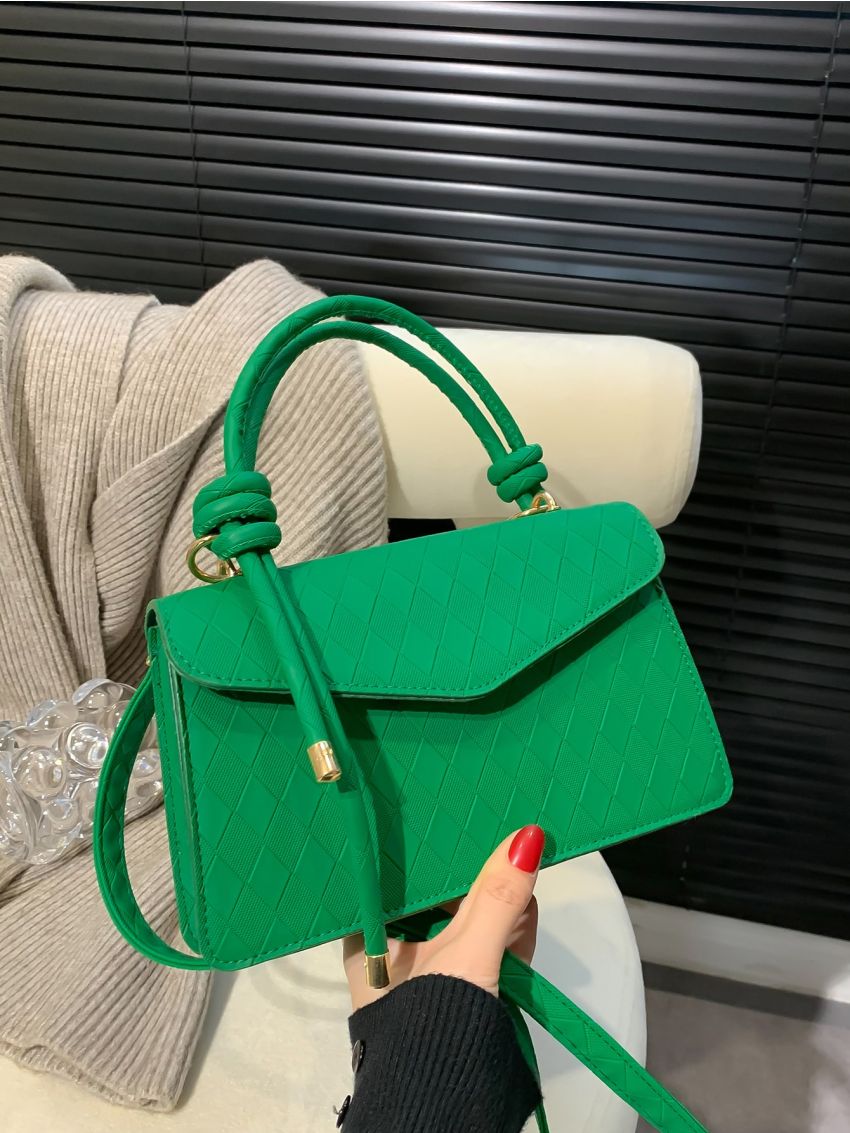 Geometric Embossed Flap Square Bag