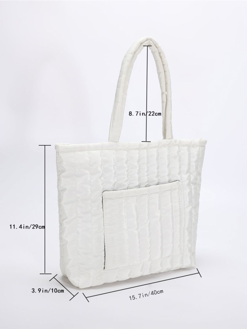 Quilted Detail Shoulder Tote Bag