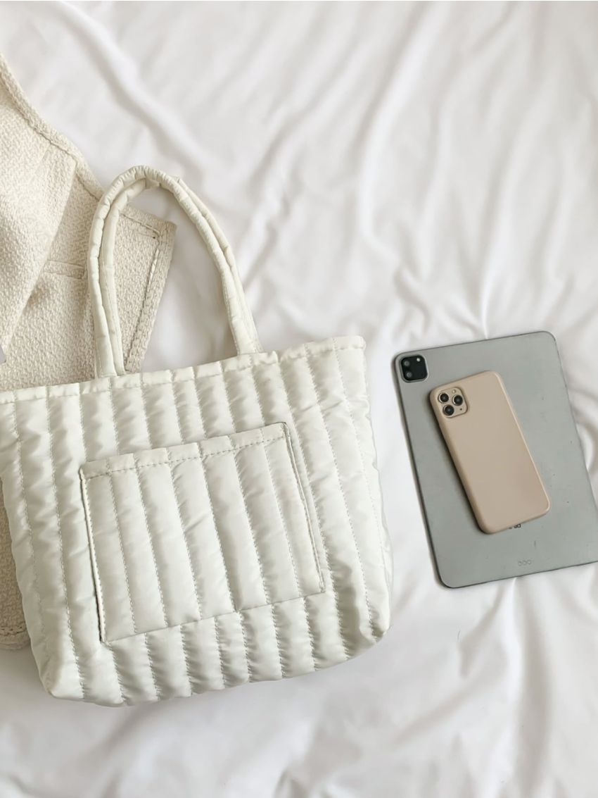 Quilted Detail Shoulder Tote Bag