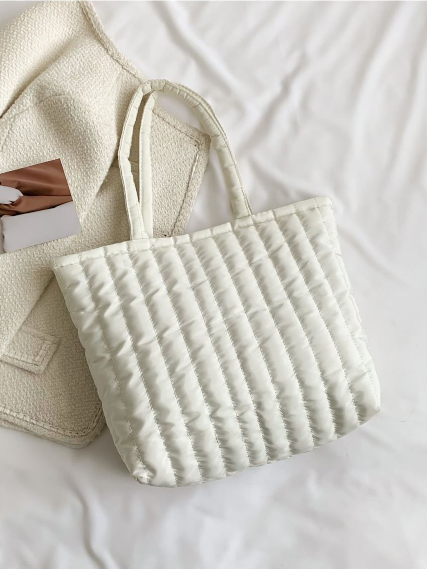 Quilted Detail Shoulder Tote Bag