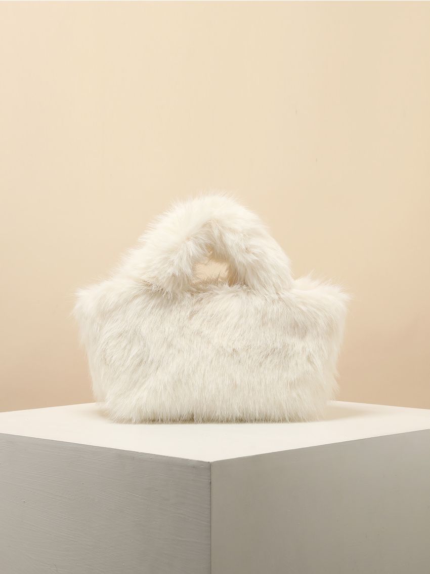 Minimalist Double Handle Fuzzy Square Bag