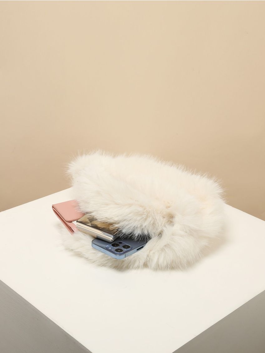 Minimalist Double Handle Fuzzy Square Bag