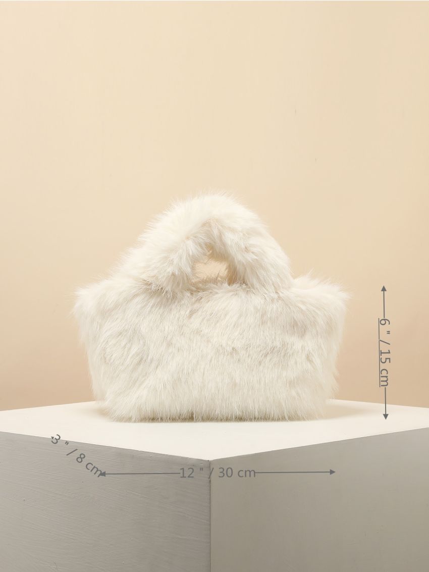 Minimalist Double Handle Fuzzy Square Bag