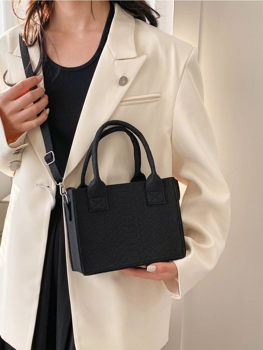 Mini Snakeskin Embossed Square Bag