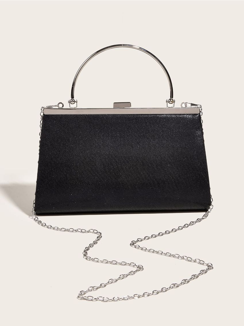 Glitter Pleated Detail Square Bag, Perfect Bride Purse For Wedding, Prom & Party Events