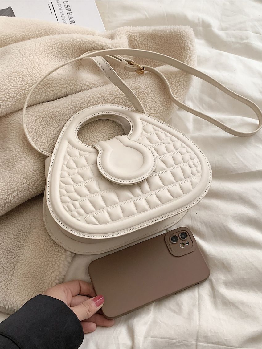 Crocodile Embossed Double Handle Satchel Bag