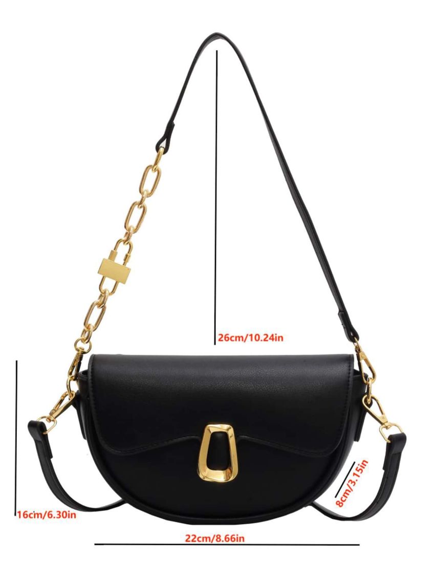 Metal Decor Flap Saddle Bag