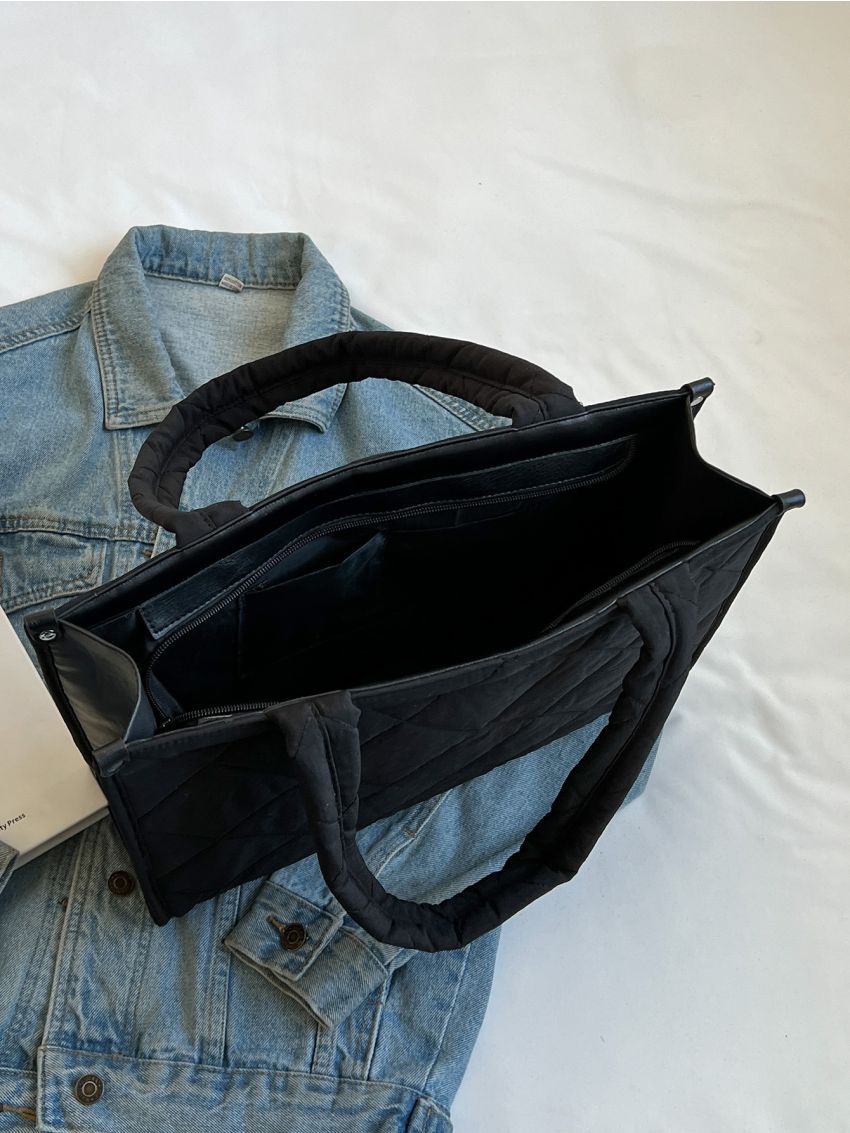 Minimalist Quilted Pattern Shoulder Tote Bag
