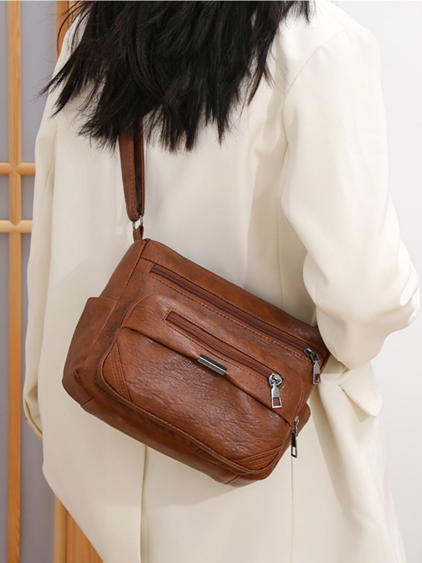 Multi-compartment Metal Decor Square Bag