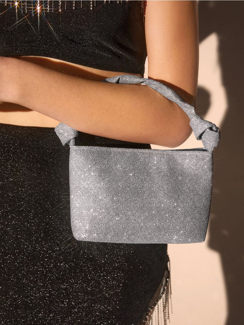 Mini Top Handle Glitter Square Bag