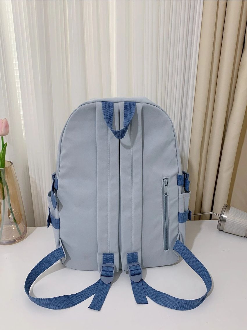 Letter Patch & Release Buckle Decor Functional Backpack
