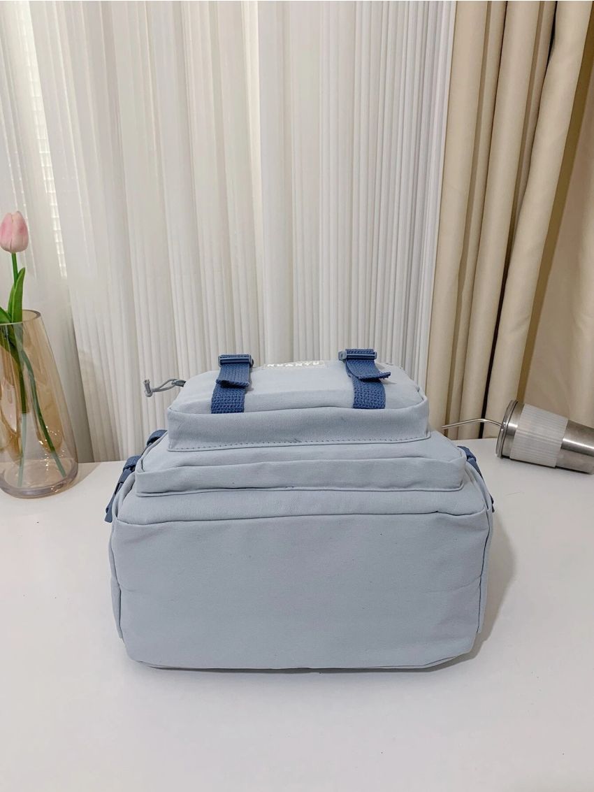 Letter Patch & Release Buckle Decor Functional Backpack