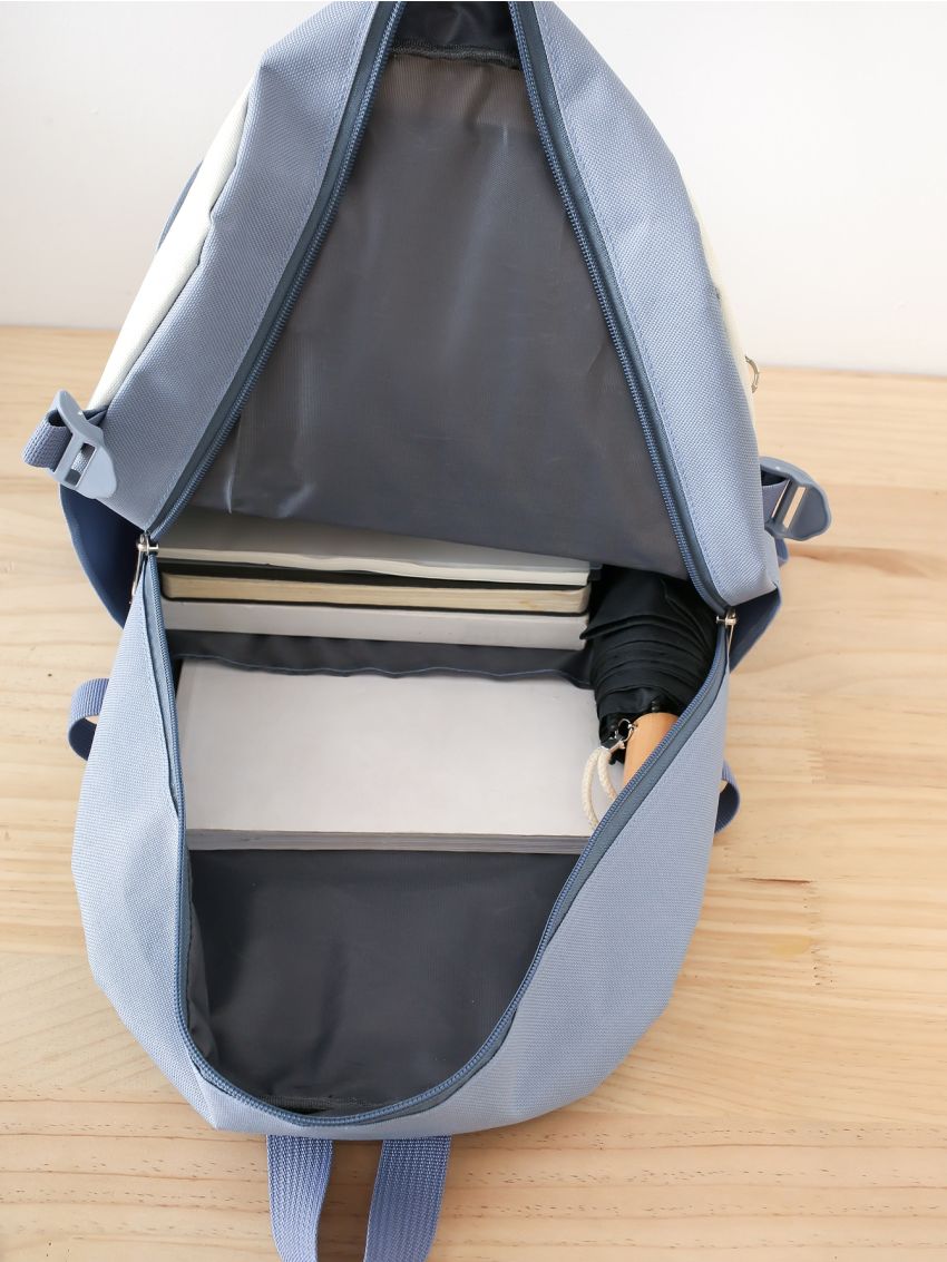 5pcs Bear & Letter Graphic Functional Backpack Set