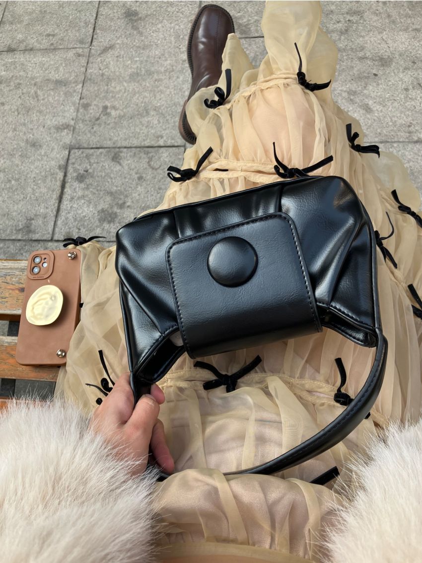 Mini Top Handle Flap Ruched Bag