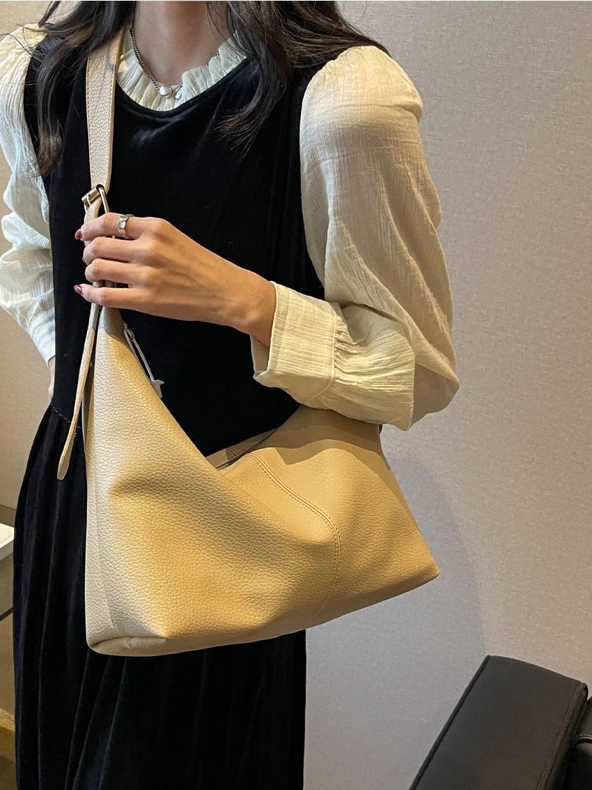 Litchi Embossed Hobo Bag