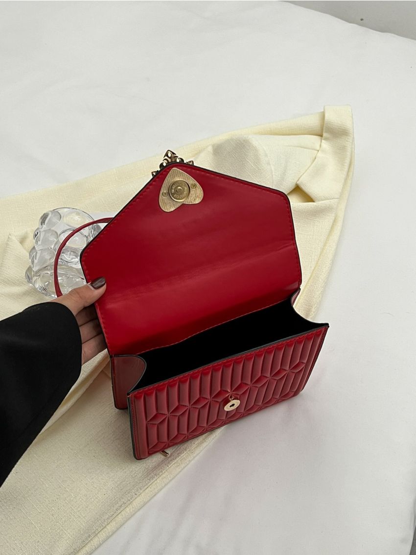 Quilted Crown & Heart Decor Flap Square Bag