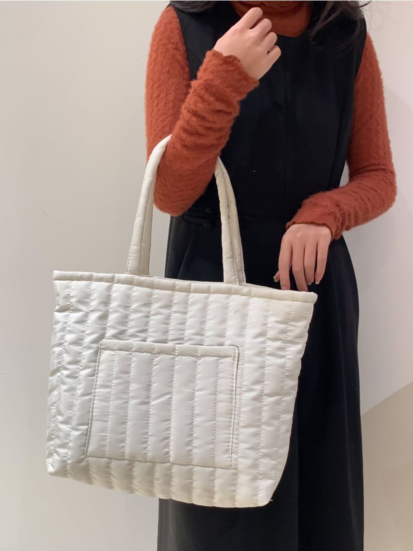 Minimalist Quilted Pattern Shoulder Tote Bag