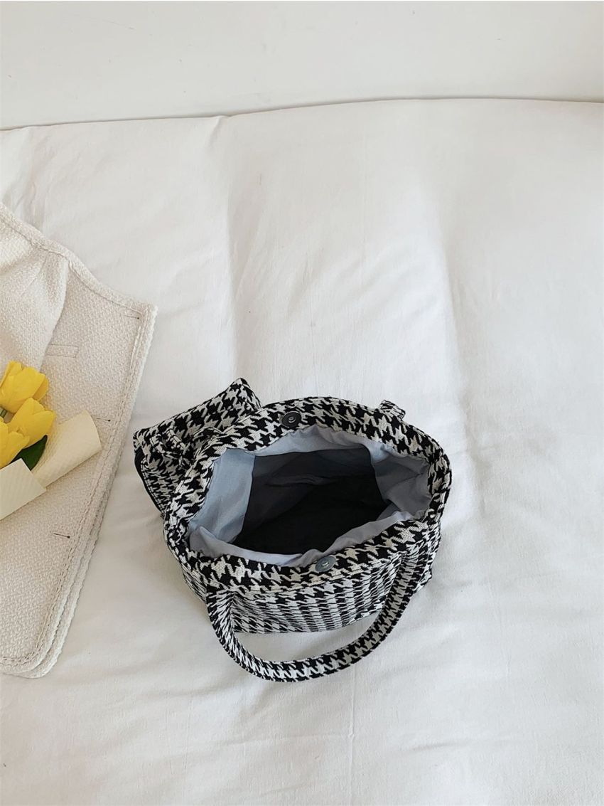 Houndstooth Pattern Square Bag With Purse