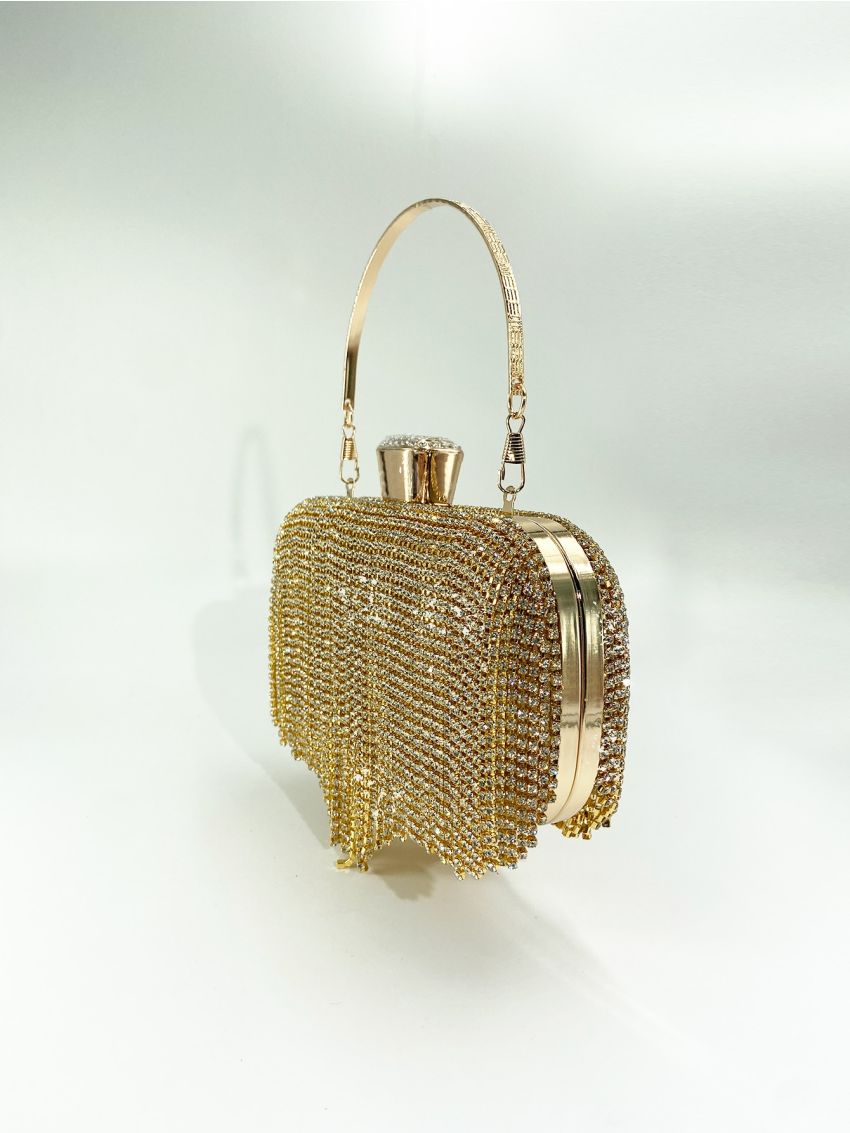 Mini Rhinestone Tassel Decor Box Bag