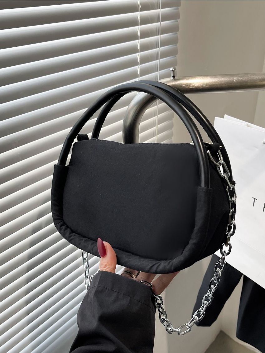 Minimalist Double Handle Chain Square Bag