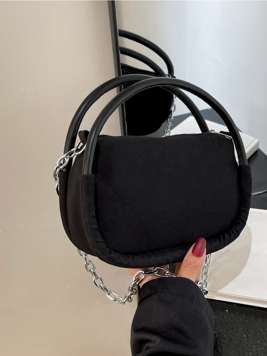 Minimalist Double Handle Chain Square Bag