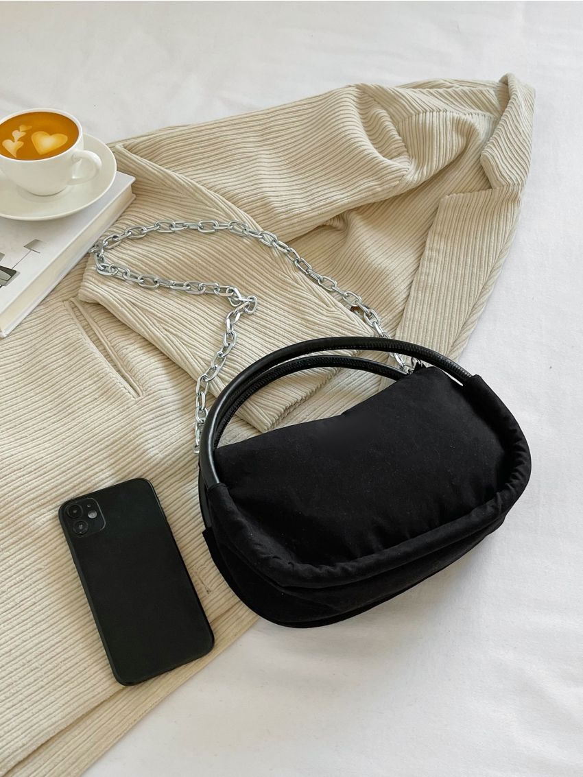 Minimalist Double Handle Chain Square Bag