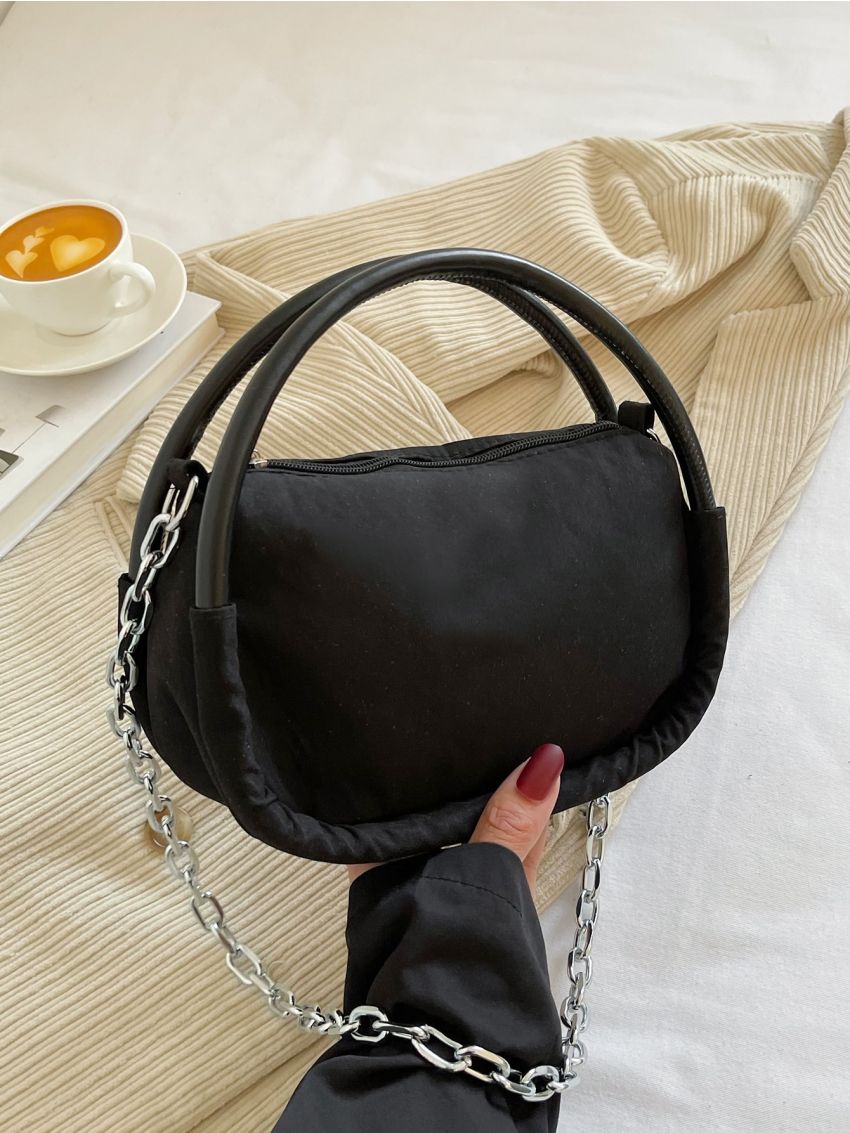 Minimalist Double Handle Chain Square Bag