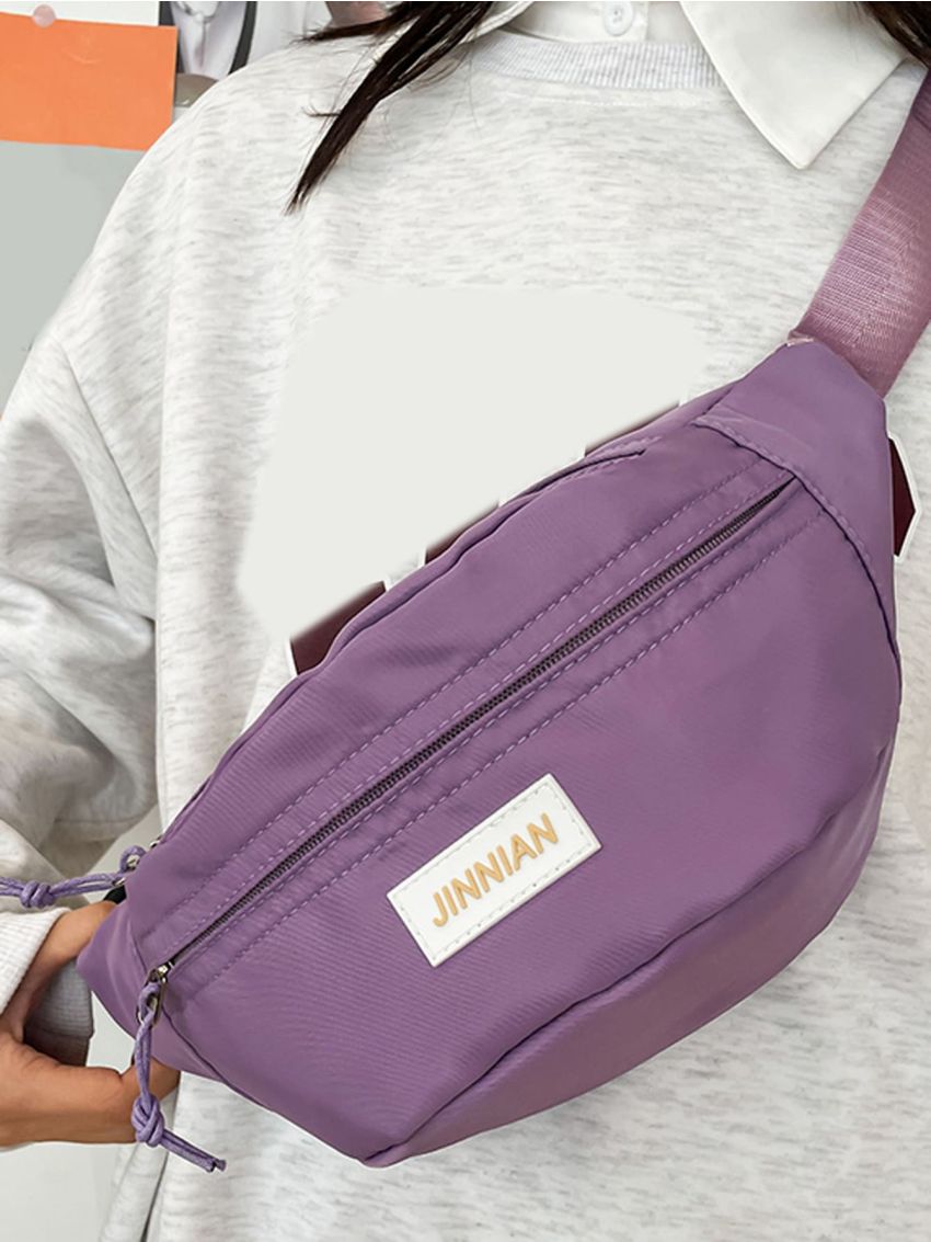 Letter Patch Decor Waist Bag