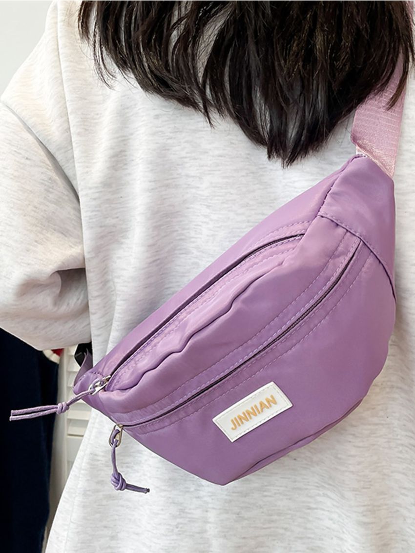 Letter Patch Decor Waist Bag