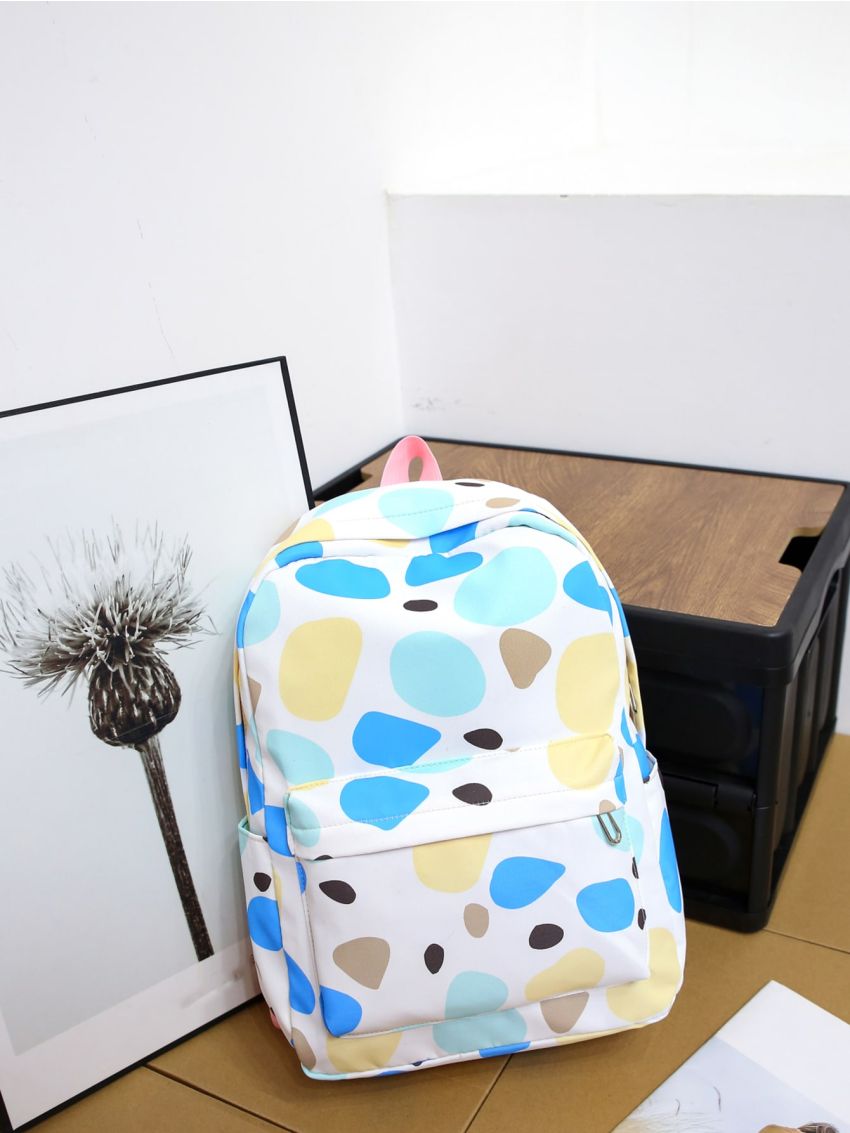 4pcs Color Block Functional Backpack Set